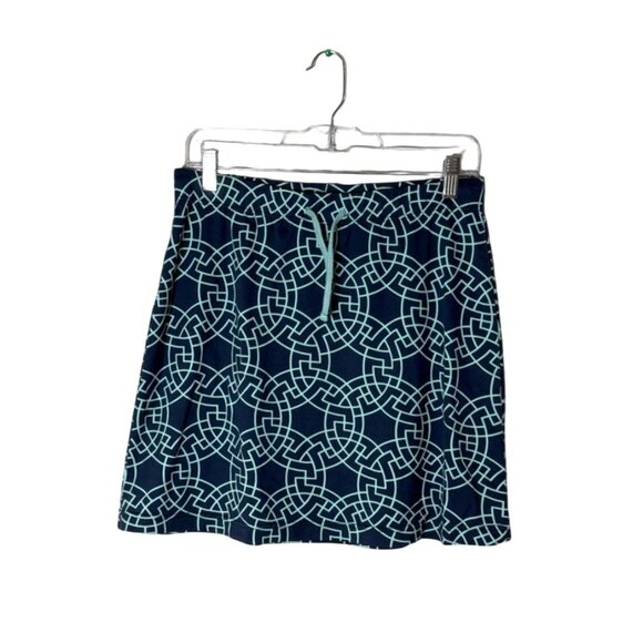 Title Nine Womens Skort Geometric Print Pull-On Skirt Green Blue Size S - Picture 1 of 6
